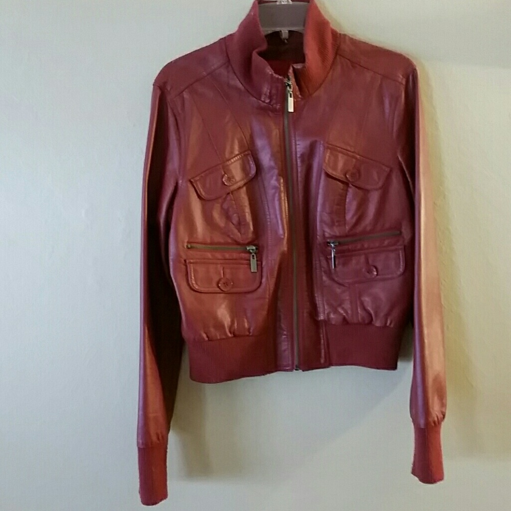 Women's Guess Red Faux-leather Jacket XL